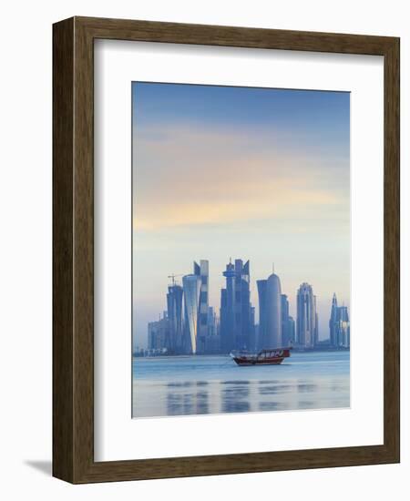 Qatar, Doha, Looking Across Doha Bay To Skyscrapers of West Bay-Jane Sweeney-Framed Photographic Print