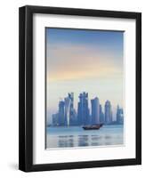 Qatar, Doha, Looking Across Doha Bay To Skyscrapers of West Bay-Jane Sweeney-Framed Photographic Print