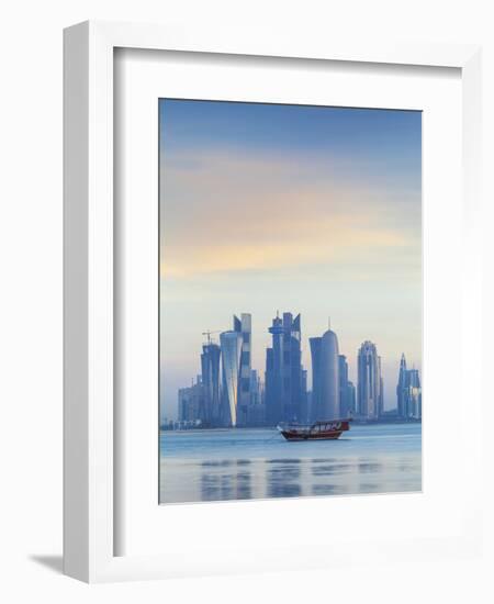 Qatar, Doha, Looking Across Doha Bay To Skyscrapers of West Bay-Jane Sweeney-Framed Photographic Print