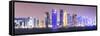 Qatar, Doha. Skyline with Skyscrapers, at Night from the Corniche-Matteo Colombo-Framed Stretched Canvas