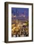 Qatar, Doha, Souq Waqif, redeveloped bazaar area, elevated view with West Bay skyscrapers from one -Walter Bibikw-Framed Photographic Print