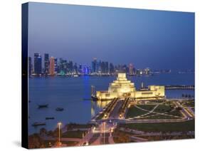 Qatar, Doha, Traffic at Roundabout Infont of the Museum of Islamic Art at Night-Jane Sweeney-Stretched Canvas