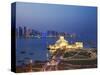 Qatar, Doha, Traffic at Roundabout Infont of the Museum of Islamic Art at Night-Jane Sweeney-Stretched Canvas