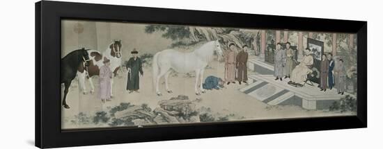 Qazaq présentant len tribut leurs chevaux à l'empereur Qianlong-Giuseppe Castiglione-Framed Giclee Print