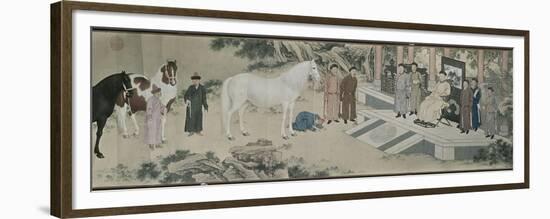 Qazaq présentant len tribut leurs chevaux à l'empereur Qianlong-Giuseppe Castiglione-Framed Premium Giclee Print