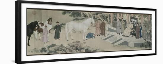 Qazaq présentant len tribut leurs chevaux à l'empereur Qianlong-Giuseppe Castiglione-Framed Premium Giclee Print