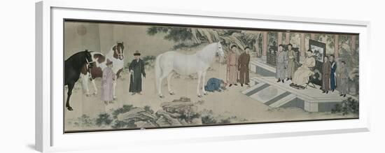 Qazaq présentant len tribut leurs chevaux à l'empereur Qianlong-Giuseppe Castiglione-Framed Premium Giclee Print