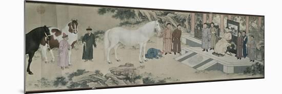 Qazaq présentant len tribut leurs chevaux à l'empereur Qianlong-Giuseppe Castiglione-Mounted Premium Giclee Print