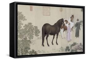 Qazaq présentant len tribut leurs chevaux à l'empereur Qianlong-Giuseppe Castiglione-Framed Stretched Canvas