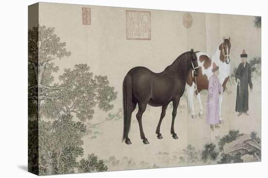 Qazaq présentant len tribut leurs chevaux à l'empereur Qianlong-Giuseppe Castiglione-Stretched Canvas