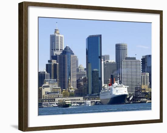 Qe2 in Sydney Harbour, New South Wales, Australia-Mark Mawson-Framed Photographic Print