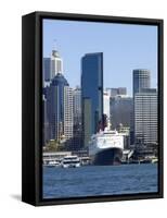 Qe2 in Sydney Harbour, New South Wales, Australia-Mark Mawson-Framed Stretched Canvas