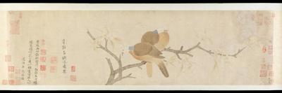 Doves and Pear Blossoms after Rain, Yuan Dynasty, Late 13th Century-Qian Xuan-Giclee Print