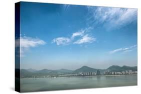 Qiantang River, Hills and High Rises of Hangzhou, Zhejiang, China-Andreas Brandl-Stretched Canvas