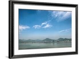 Qiantang River, Hills and High Rises of Hangzhou, Zhejiang, China-Andreas Brandl-Framed Photographic Print