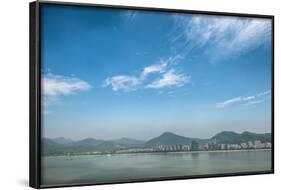 Qiantang River, Hills and High Rises of Hangzhou, Zhejiang, China-Andreas Brandl-Framed Photographic Print