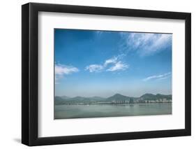 Qiantang River, Hills and High Rises of Hangzhou, Zhejiang, China-Andreas Brandl-Framed Photographic Print