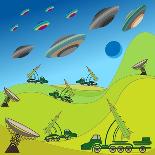 Flying Plates of Aliens are Attacking the Earth-qiiip-Laminated Art Print