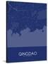 Qingdao, China Blue Map-null-Stretched Canvas