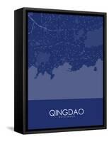 Qingdao, China Blue Map-null-Framed Stretched Canvas