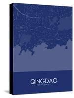 Qingdao, China Blue Map-null-Stretched Canvas