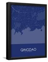 Qingdao, China Blue Map-null-Framed Poster