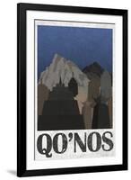 Qo'noS Retro Travel-null-Framed Art Print