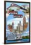 Quad Cities - Montage Scenes-Lantern Press-Framed Art Print