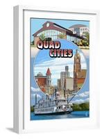 Quad Cities - Montage Scenes-Lantern Press-Framed Art Print