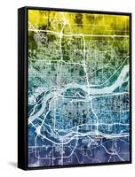 Quad Cities Street Map-Michael Tompsett-Framed Stretched Canvas