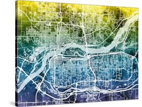 Quad Cities Street Map-Michael Tompsett-Stretched Canvas