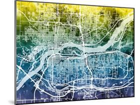 Quad Cities Street Map-Michael Tompsett-Mounted Art Print