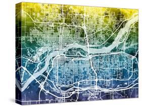 Quad Cities Street Map-Michael Tompsett-Stretched Canvas