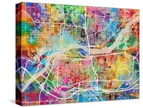 Quad Cities Street Map-Michael Tompsett-Stretched Canvas