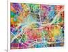 Quad Cities Street Map-Michael Tompsett-Framed Art Print