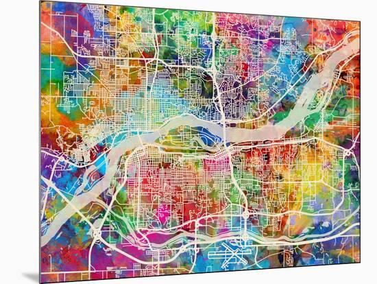 Quad Cities Street Map-Michael Tompsett-Mounted Art Print