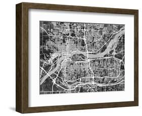 Quad Cities Street Map-Michael Tompsett-Framed Art Print