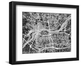 Quad Cities Street Map-Michael Tompsett-Framed Art Print