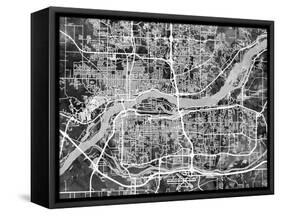 Quad Cities Street Map-Michael Tompsett-Framed Stretched Canvas