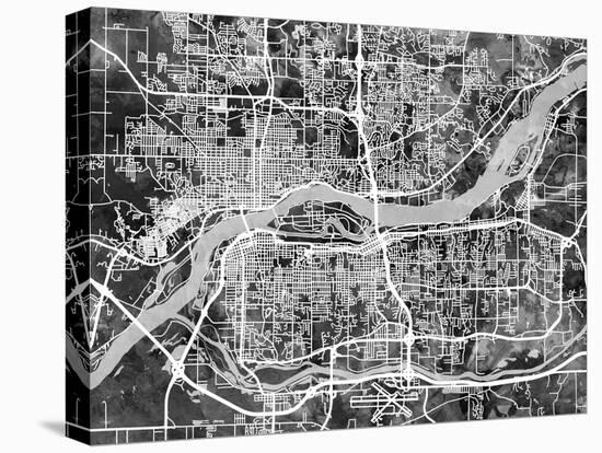 Quad Cities Street Map-Michael Tompsett-Stretched Canvas