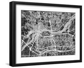 Quad Cities Street Map-Michael Tompsett-Framed Art Print