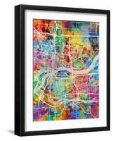 Quad Cities Street Map-Michael Tompsett-Framed Art Print