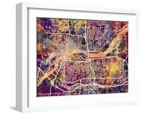 Quad Cities Street Map-Michael Tompsett-Framed Art Print