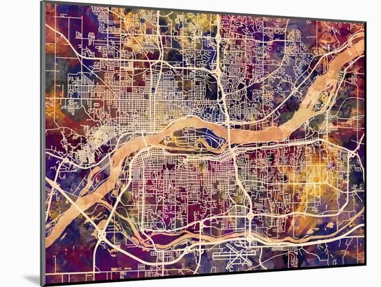 Quad Cities Street Map-Michael Tompsett-Mounted Art Print