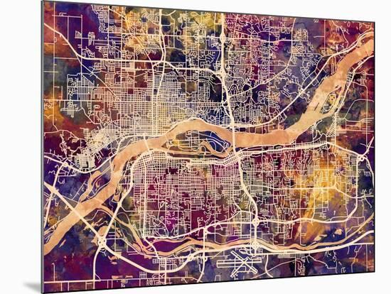 Quad Cities Street Map-Michael Tompsett-Mounted Art Print