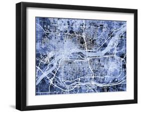 Quad Cities Street Map-Michael Tompsett-Framed Art Print