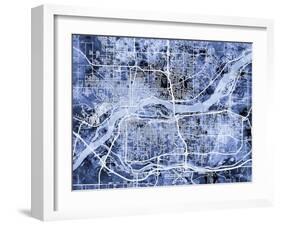 Quad Cities Street Map-Michael Tompsett-Framed Art Print