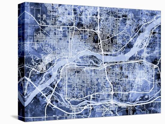 Quad Cities Street Map-Michael Tompsett-Stretched Canvas