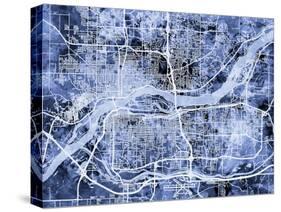 Quad Cities Street Map-Michael Tompsett-Stretched Canvas