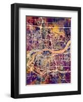 Quad Cities Street Map-Michael Tompsett-Framed Art Print